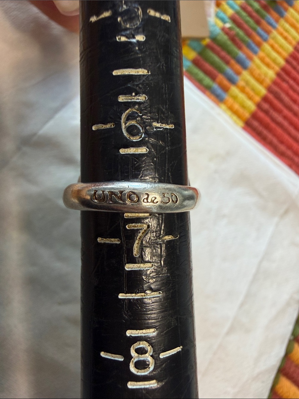UNO de 50 Logo Band Ring - Silver plated